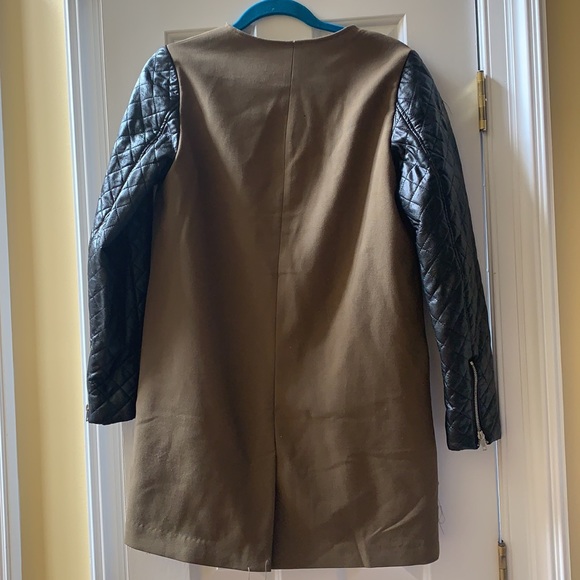 H and M Olive Green and Leather Sleeve Jacket - Picture 4 of 5